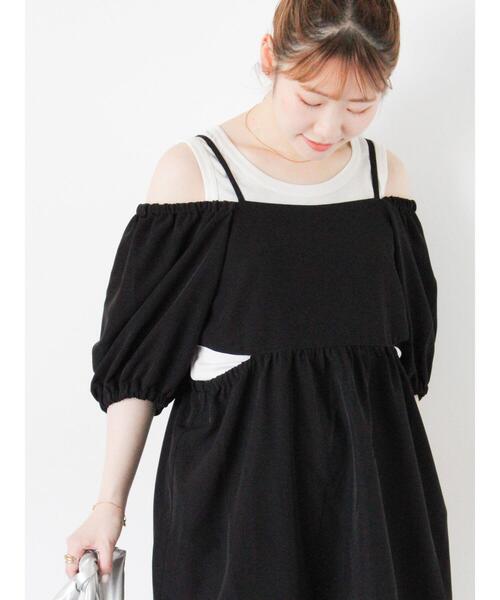 ehka sopo（エヘカソポ）の「ハートパターンメッシュタンクトップ（タンクトップ・レディース・グレー/キナリ/ブラック/オフホワイト・F）」の16枚目の写真