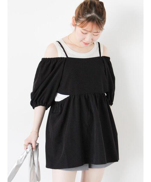 ehka sopo（エヘカソポ）の「ハートパターンメッシュタンクトップ（タンクトップ・レディース・グレー/キナリ/ブラック/オフホワイト・F）」の17枚目の写真