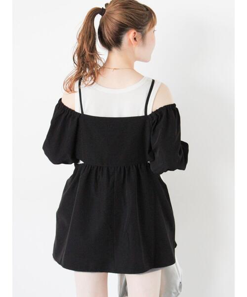 ehka sopo（エヘカソポ）の「ハートパターンメッシュタンクトップ（タンクトップ・レディース・グレー/キナリ/ブラック/オフホワイト・F）」の18枚目の写真