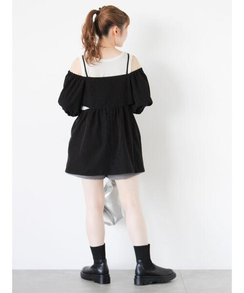 ehka sopo（エヘカソポ）の「ハートパターンメッシュタンクトップ（タンクトップ・レディース・グレー/キナリ/ブラック/オフホワイト・F）」の21枚目の写真