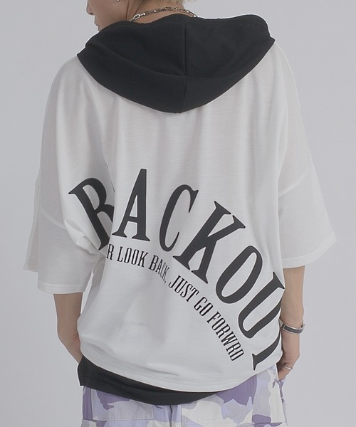 【セール】【RE730】フェイクレイヤード パーカーTee / ギミック ロゴプリント（パーカー）｜RE730（アールイーセブンサーティー）