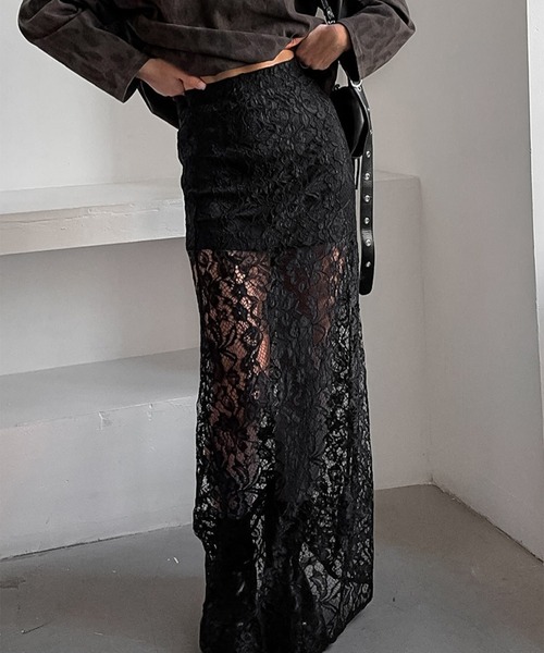 LYEON(リヨン)の「レースシアーロングスカート(スカート・レディース・ブラック・SMALL/MEDIUM/LARGE)」の14枚目の写真