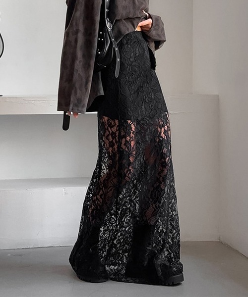 LYEON(リヨン)の「レースシアーロングスカート(スカート・レディース・ブラック・SMALL/MEDIUM/LARGE)」の6枚目の写真
