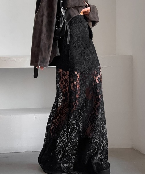 LYEON(リヨン)の「レースシアーロングスカート(スカート・レディース・ブラック・SMALL/MEDIUM/LARGE)」の5枚目の写真