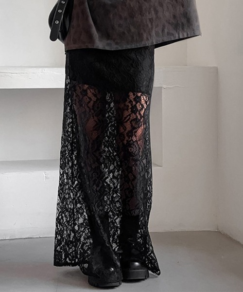 LYEON(リヨン)の「レースシアーロングスカート(スカート・レディース・ブラック・SMALL/MEDIUM/LARGE)」の4枚目の写真