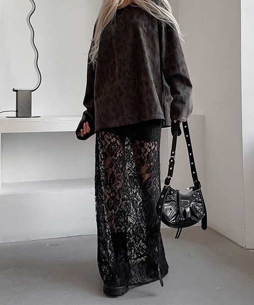LYEON(リヨン)の「レースシアーロングスカート(スカート・レディース・ブラック・SMALL/MEDIUM/LARGE)」の3枚目の写真