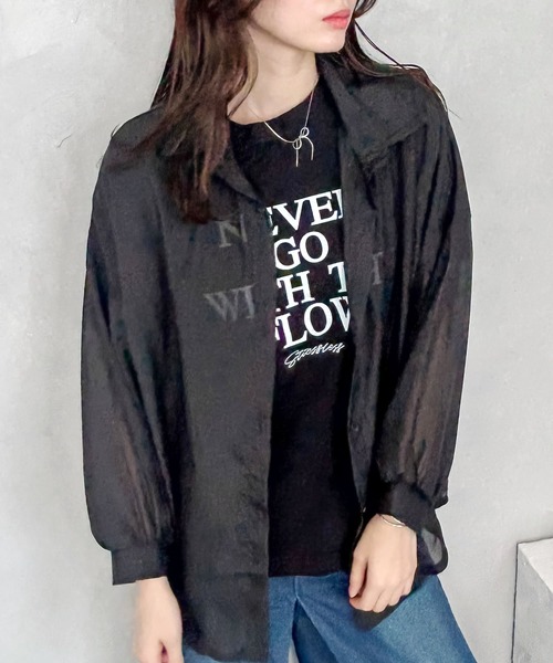madrepadre(マドレパドレ)の「ワードプリントTシャツ(Tシャツ/カットソー・レディース・ホワイト/グレー/ブラック・FREE)」の6枚目の写真