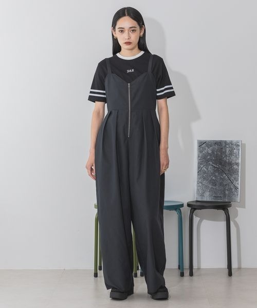 JEANASIS（ジーナシス）の「フロントZIPタックワイドサロペ/141057（サロペット/オーバーオール・レディース・ブラック/グレー系その他/レッド系その他・SMALL/MEDIUM）」の18枚目の写真