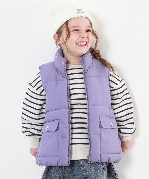 devirock（デビロック）の「洗える ファイバーダウン オーバーサイズ ベスト（ダウンベスト・キッズ・スミクロ/パープル系/アイボリー・100cm/110cm/120cm/130cm/140cm/150cm/160cm）」の3枚目の写真