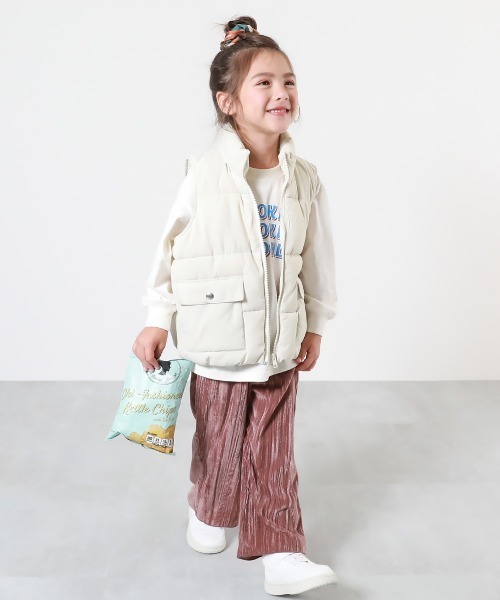 devirock（デビロック）の「洗える ファイバーダウン オーバーサイズ ベスト（ダウンベスト・キッズ・スミクロ/パープル系/アイボリー・100cm/110cm/120cm/130cm/140cm/150cm/160cm）」の4枚目の写真