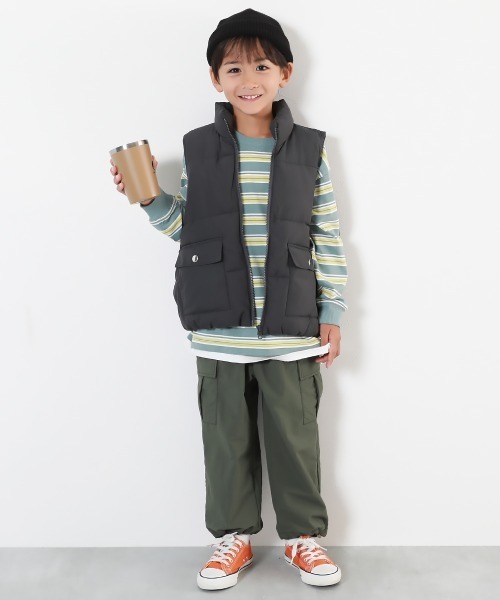 devirock（デビロック）の「洗える ファイバーダウン オーバーサイズ ベスト（ダウンベスト・キッズ・スミクロ/パープル系/アイボリー・100cm/110cm/120cm/130cm/140cm/150cm/160cm）」の5枚目の写真