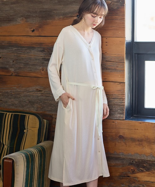 なめらか素材レース使いネグリジェ パジャマ/ルームウェア（マタニティ