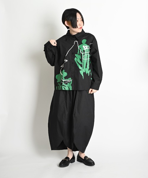 無地 アートプリント 長袖ブラウス（シャツ/ブラウス）｜MARAI  