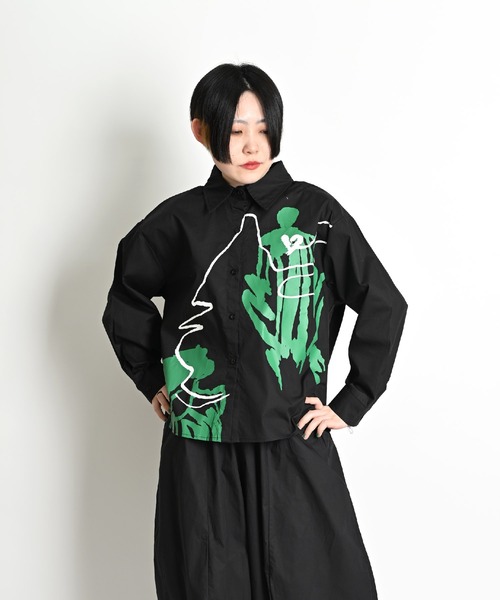 MARAI(マーライ)の「アートプリント長袖ブラウス レギュラーカラー(シャツ/ブラウス・レディース・ブラック/ホワイト・FREE)」の16枚目の写真