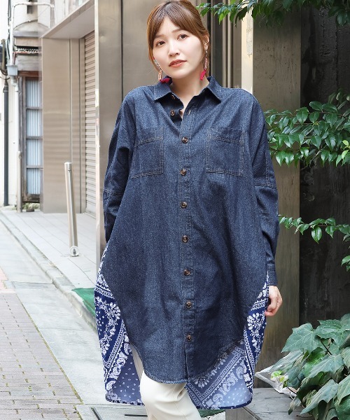 チチカカ（チチカカ）の「ドッキングデニムシャツワンピース（シャツワンピース・レディース・インディゴブルー/ブルー・FREE）」の4枚目の写真