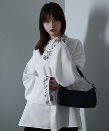 NILWAY | 花柄 デザイン フレアスリーブフラワー刺繍 長袖シャツ(シャツ/ブラウス)