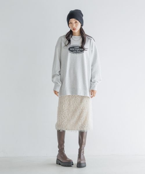 LOWRYS FARM（ローリーズファーム）の「フェザータイトスカート　136543（スカート・レディース・ブラック/アイボリー/グレー・FREE）」の4枚目の写真