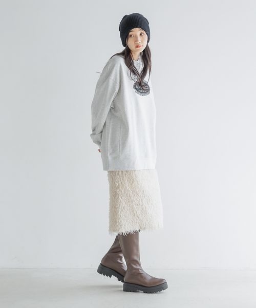 LOWRYS FARM（ローリーズファーム）の「フェザータイトスカート　136543（スカート・レディース・ブラック/アイボリー/グレー・FREE）」の6枚目の写真