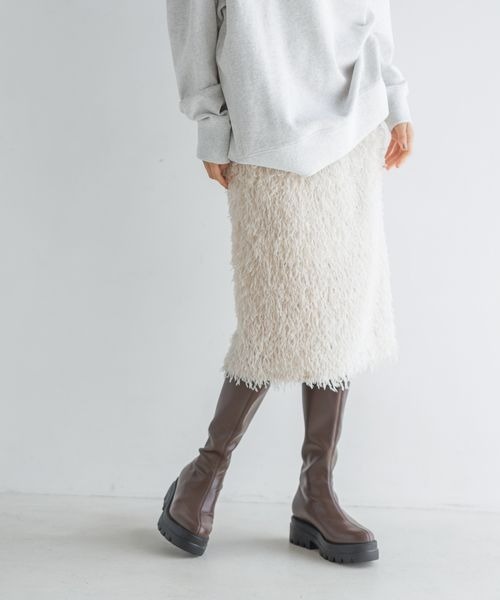 LOWRYS FARM（ローリーズファーム）の「フェザータイトスカート　136543（スカート・レディース・ブラック/アイボリー/グレー・FREE）」の7枚目の写真