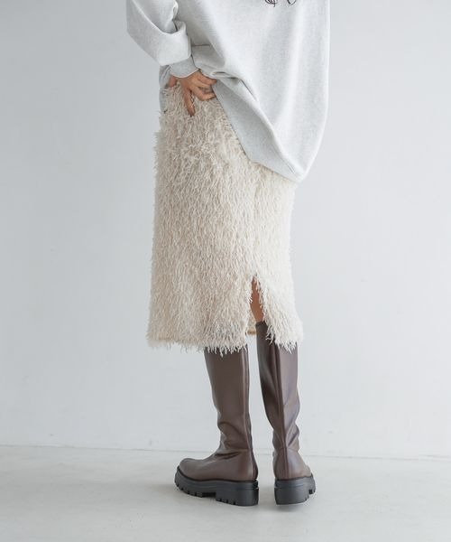 LOWRYS FARM（ローリーズファーム）の「フェザータイトスカート　136543（スカート・レディース・ブラック/アイボリー/グレー・FREE）」の8枚目の写真