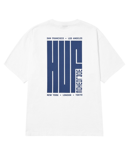 HUF（ハフ）の「BIG BLOCK TEE / HUF ハフ ヘビーウェイト プリント Tシャツ 半袖（Tシャツ/カットソー・メンズ・ブラック/ホワイト・SMALL/MEDIUM/LARGE/X-LARGE/XX-LARGE）」の4枚目の写真