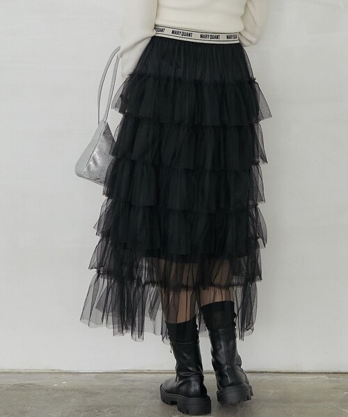 PUBLUX（パブリュクス）の「MARY QUANT × PUBLUX/マリークワント ウエストロゴ チュールティアードスカート　限定展開（スカート・レディース・ホワイト/ブラック・ﾌﾘ-）」の19枚目の写真