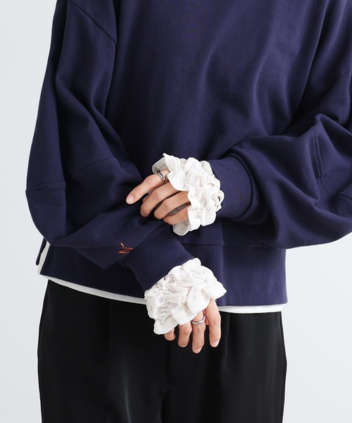n'OrLABEL(ノアールレーベル)の「袖シャーリングカットソー(Tシャツ/カットソー・レディース・ブラック/オフホワイト/杢グレー/ボルドー・S~M/L~LL/3L)」の1枚目の写真