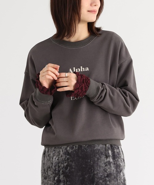 n'OrLABEL(ノアールレーベル)の「袖シャーリングカットソー(Tシャツ/カットソー・レディース・ブラック/オフホワイト/杢グレー/ボルドー・S~M/L~LL/3L)」の4枚目の写真