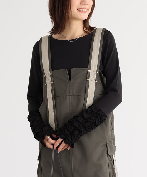 n'OrLABEL(ノアールレーベル)の「袖シャーリングカットソー(Tシャツ/カットソー・レディース・ブラック/オフホワイト/杢グレー/ボルドー・S~M/L~LL/3L)」の2枚目の写真