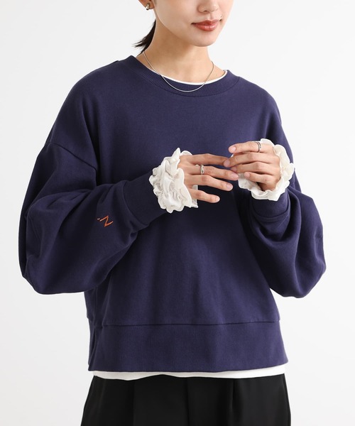 n'OrLABEL(ノアールレーベル)の「袖シャーリングカットソー(Tシャツ/カットソー・レディース・ブラック/オフホワイト/杢グレー/ボルドー・S~M/L~LL/3L)」の6枚目の写真