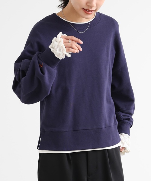 n'OrLABEL(ノアールレーベル)の「袖シャーリングカットソー(Tシャツ/カットソー・レディース・ブラック/オフホワイト/杢グレー/ボルドー・S~M/L~LL/3L)」の5枚目の写真