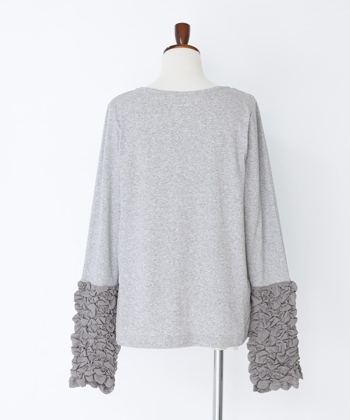 n'OrLABEL(ノアールレーベル)の「袖シャーリングカットソー(Tシャツ/カットソー・レディース・ブラック/オフホワイト/杢グレー/ボルドー・S~M/L~LL/3L)」の20枚目の写真