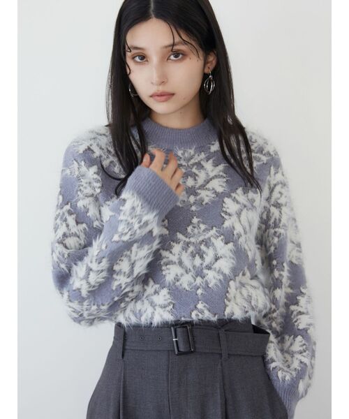 MURUA（ムルーア）の「ダマスクシャギーニットトップス（ニット/セーター・レディース・ブラック/パープル/モカ・FREE）」の14枚目の写真