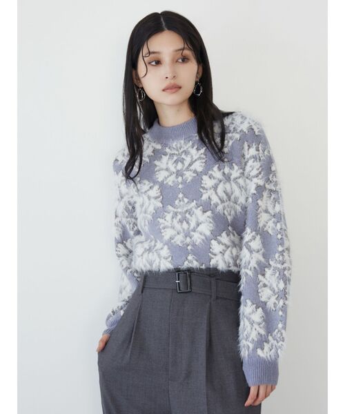 MURUA（ムルーア）の「ダマスクシャギーニットトップス（ニット/セーター・レディース・ブラック/パープル/モカ・FREE）」の15枚目の写真