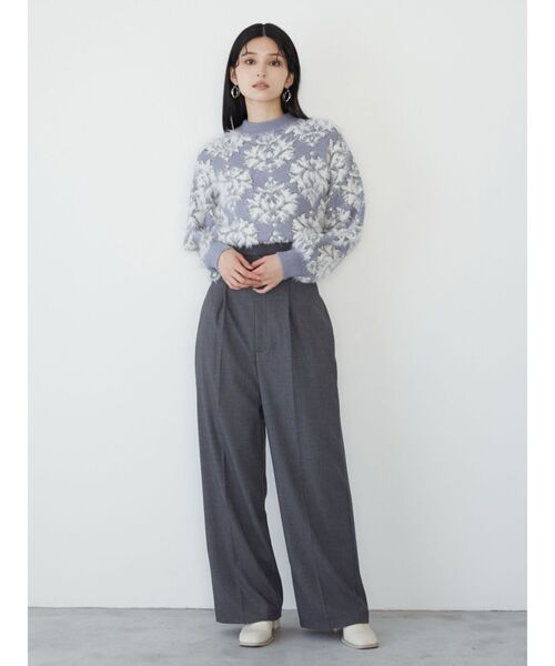 MURUA（ムルーア）の「ダマスクシャギーニットトップス（ニット/セーター・レディース・ブラック/パープル/モカ・FREE）」の16枚目の写真