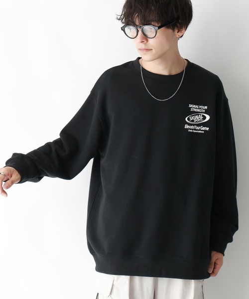 SIGNAL SPORTS（シグナルスポーツ）の「【SIGNAL SPORTS】ヘビーウェイトコットン/ゲームプリント裏毛クルーネックスウェット（スウェット・メンズ・ホワイト/ブラック/イエロー・MEDIUM/LARGE）」の3枚目の写真