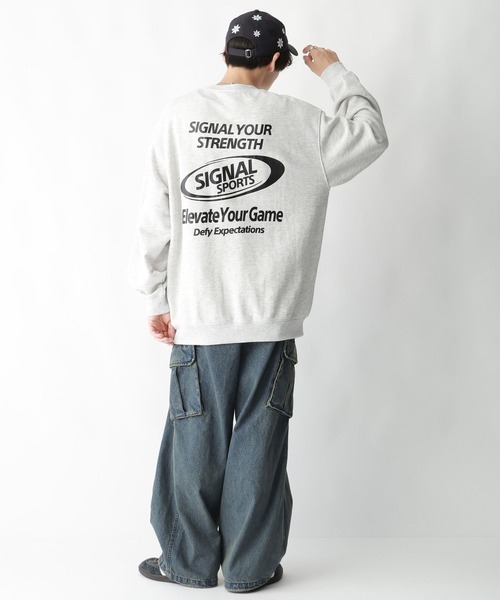 SIGNAL SPORTS（シグナルスポーツ）の「【SIGNAL SPORTS】ヘビーウェイトコットン/ゲームプリント裏毛クルーネックスウェット（スウェット・メンズ・ホワイト/ブラック/イエロー・MEDIUM/LARGE）」の5枚目の写真