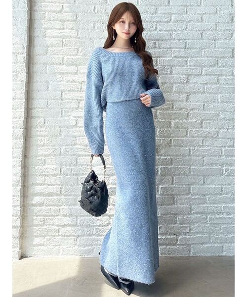 RESEXXY（リゼクシー）の「グリッタールーズニットトップス【セットアップ着用可能】（ニット/セーター・レディース・ブラック/ピンク/オレンジ/ブルー・FREE）」の5枚目の写真