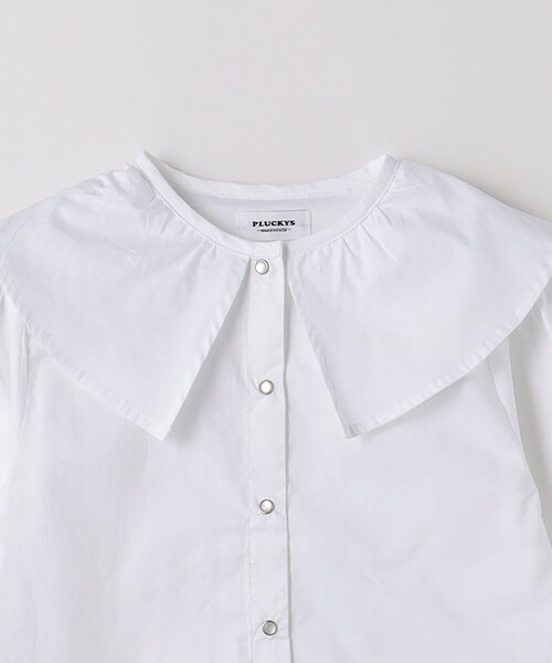 green label relaxing（グリーンレーベルリラクシング）の「【別注】＜Pluckys＞EX フリル ブラウス  / キッズ  100cm-130cm（シャツ/ブラウス・キッズ・ホワイト/ライトブルー・100cm/110cm/130cm/120cm）」の12枚目の写真