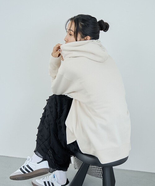 coen（コーエン）の「CVC裏起毛フーディーパーカー（パーカー・レディース・ワインレッド/ブラック/オフホワイト・M/L）」の22枚目の写真