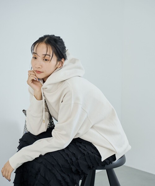 coen（コーエン）の「CVC裏起毛フーディーパーカー（パーカー・レディース・ワインレッド/ブラック/オフホワイト・M/L）」の19枚目の写真