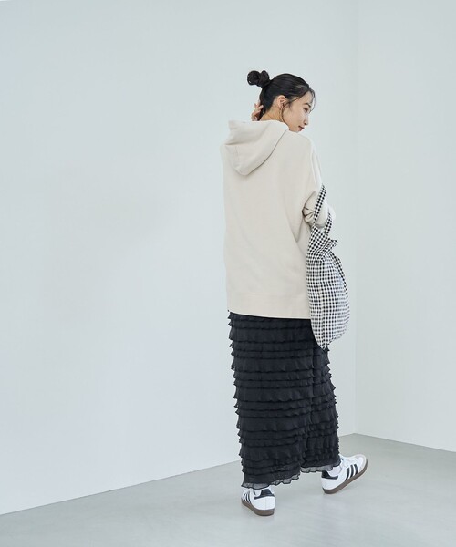 coen（コーエン）の「CVC裏起毛フーディーパーカー（パーカー・レディース・ワインレッド/ブラック/オフホワイト・M/L）」の15枚目の写真