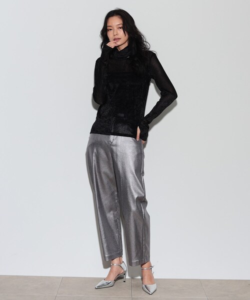 GALLEST（ギャレスト）の「◆フロッキーチュールシアートップス（Tシャツ/カットソー・レディース・ブラック/アイボリー/グレー・38）」の5枚目の写真