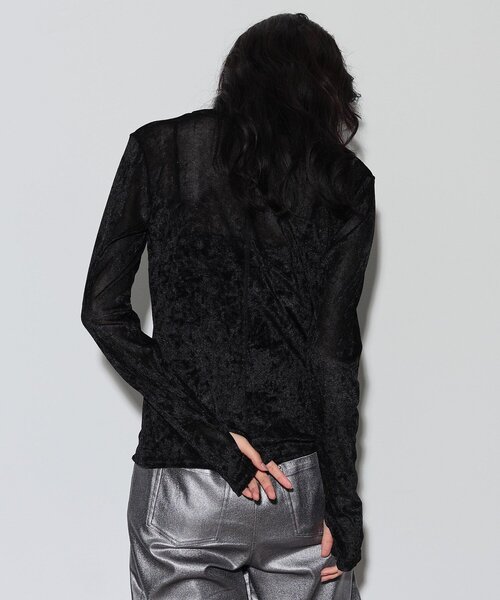 GALLEST（ギャレスト）の「◆フロッキーチュールシアートップス（Tシャツ/カットソー・レディース・ブラック/アイボリー/グレー・38）」の8枚目の写真