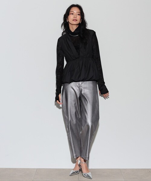 GALLEST（ギャレスト）の「◆フロッキーチュールシアートップス（Tシャツ/カットソー・レディース・ブラック/アイボリー/グレー・38）」の10枚目の写真