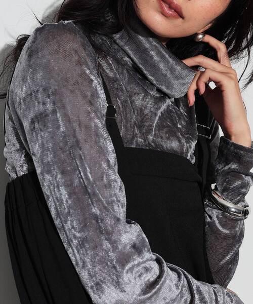 GALLEST（ギャレスト）の「◆フロッキーチュールシアートップス（Tシャツ/カットソー・レディース・ブラック/アイボリー/グレー・38）」の17枚目の写真