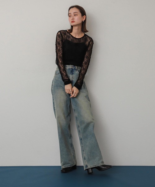 SENSE OF PLACE by URBAN RESEARCH(センスオブプレイスバイアーバンリサーチ)の「レースシアートップ(Tシャツ/カットソー・レディース・ブラック/ブラウン/ベージュ・ONE)」の7枚目の写真