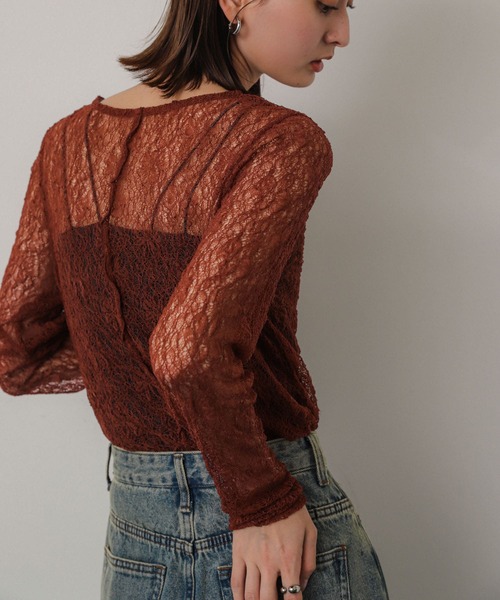 SENSE OF PLACE by URBAN RESEARCH(センスオブプレイスバイアーバンリサーチ)の「レースシアートップ(Tシャツ/カットソー・レディース・ブラック/ブラウン/ベージュ・ONE)」の19枚目の写真