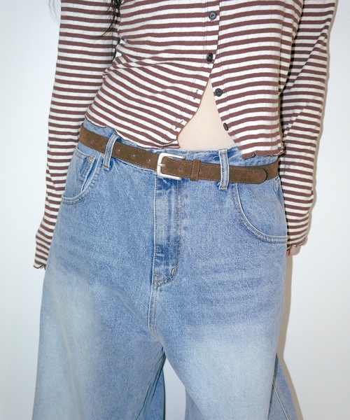 igi（イジ）の「SIMPLE SUEDE BELT / シンプルスエードベルト（ベルト・レディース・ブラック/ダークブラウン/ベージュ・FREE）」の2枚目の写真