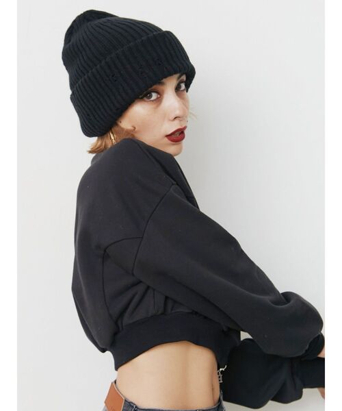 EVRIS（エヴリス）の「ダメージニット帽（ニットキャップ/ビーニー・レディース・ブラック/グレー・FREE）」の8枚目の写真